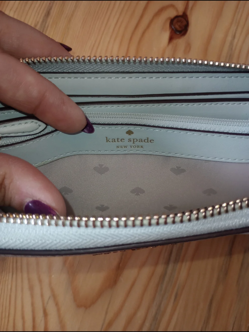 kate spade light blue Pebbled Leather Wallet NWOT